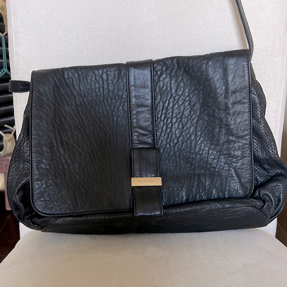 - See by Chloe black leather day bag NWT